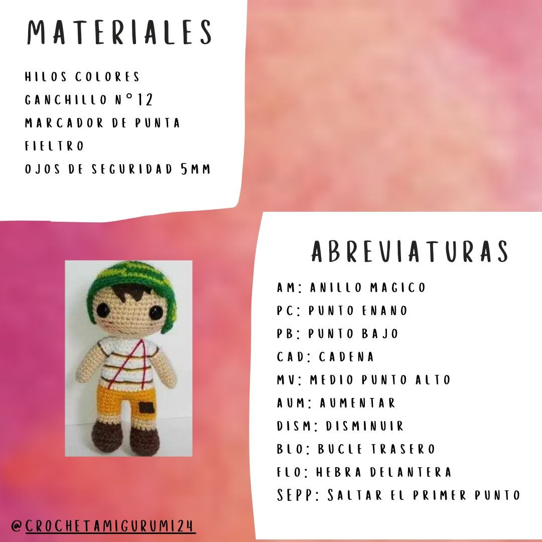 Patrón Amigurumi Chavo del Ocho Paso a Paso Completo