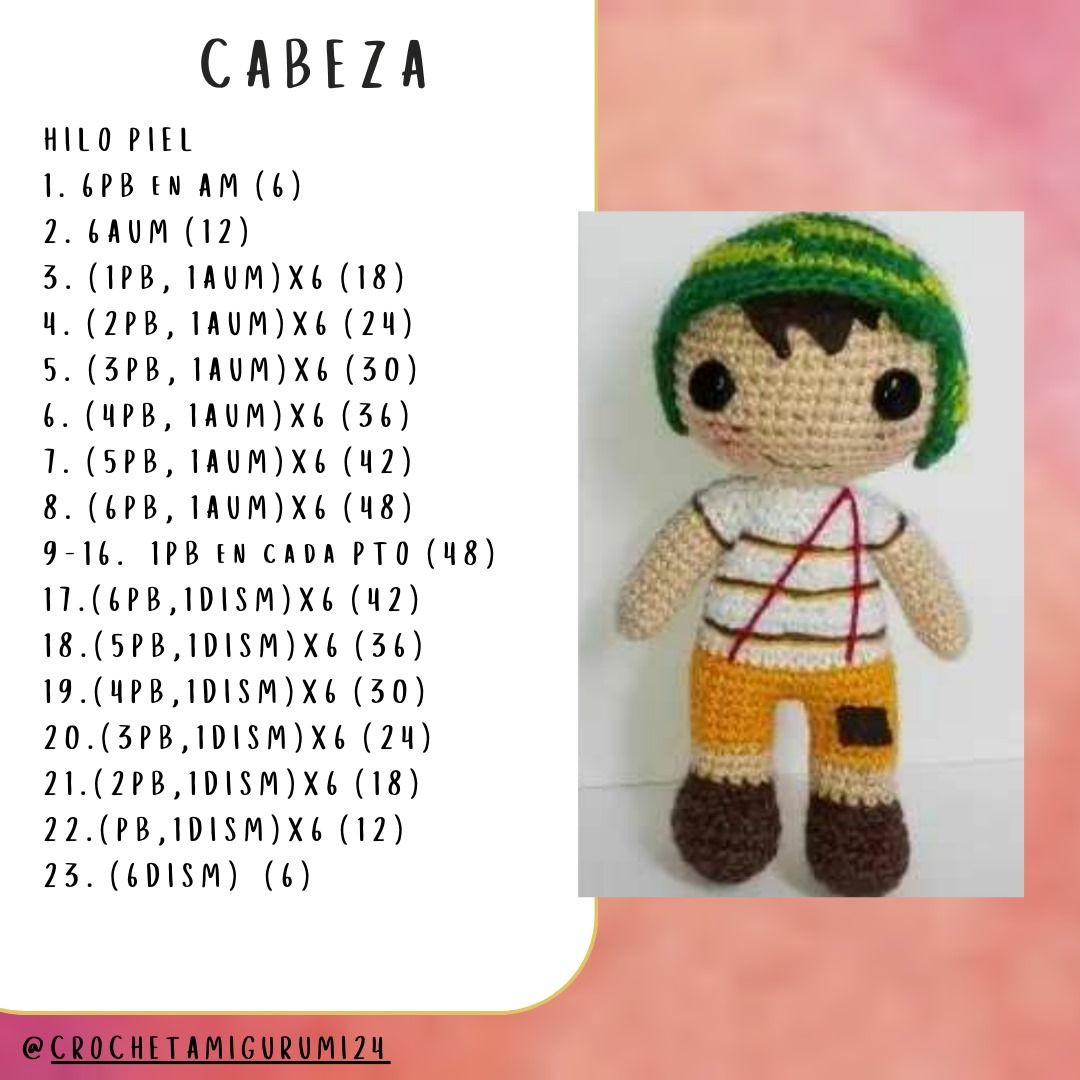 Patrón Amigurumi Chavo del Ocho Paso a Paso Completo