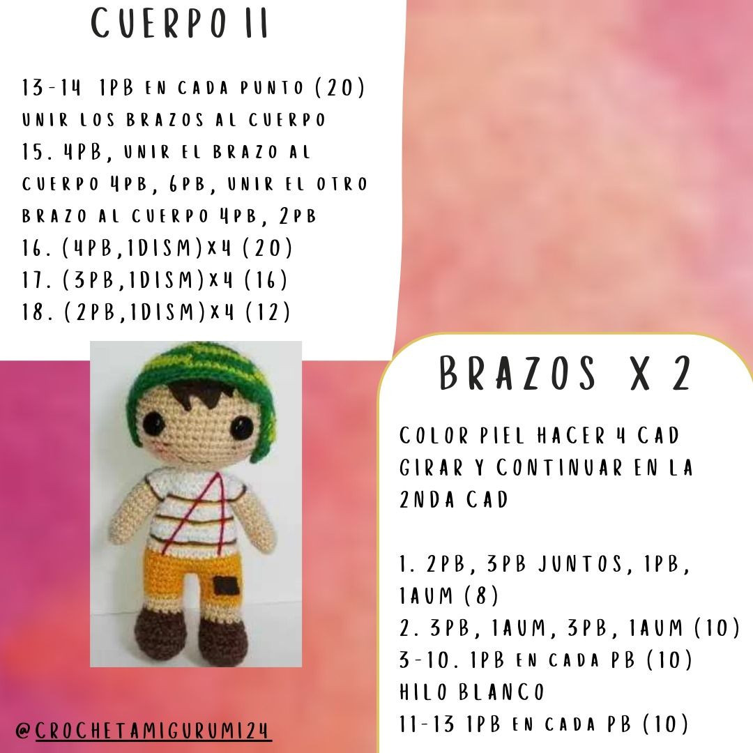 Patrón Amigurumi Chavo del Ocho Paso a Paso Completo