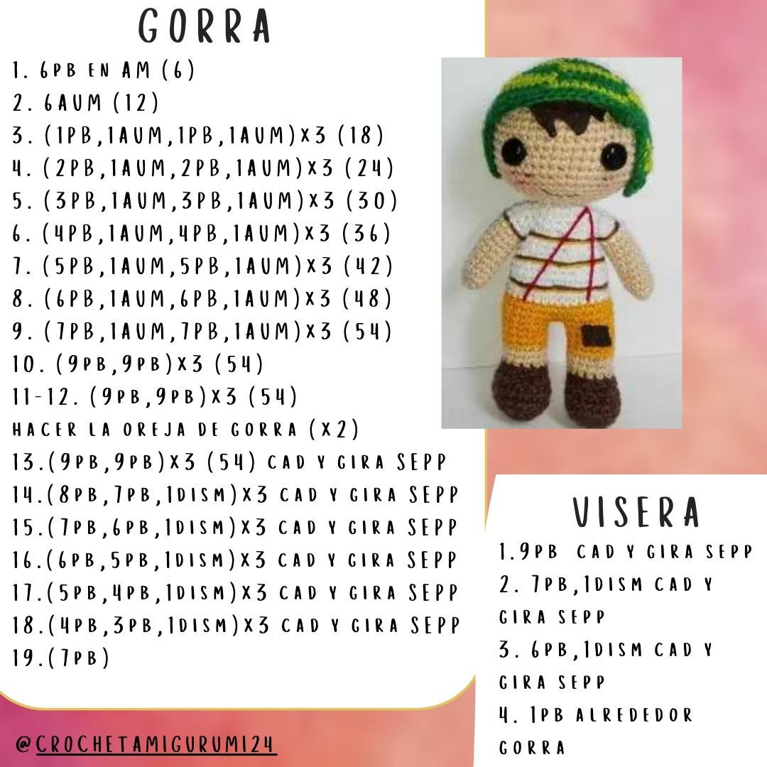 Patrón Amigurumi Chavo del Ocho Paso a Paso Completo