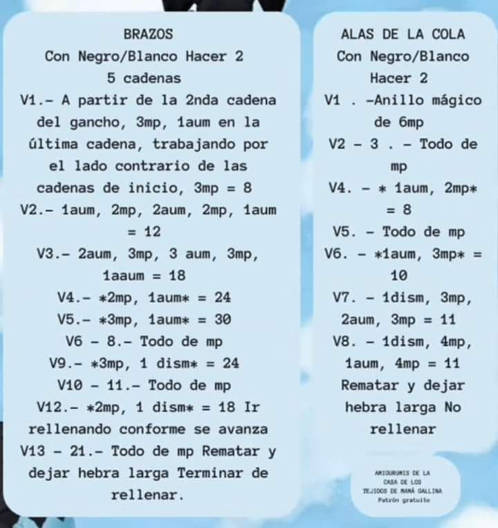 Patrón Amigurumi Chimuelo Dragón Negro y Blanco