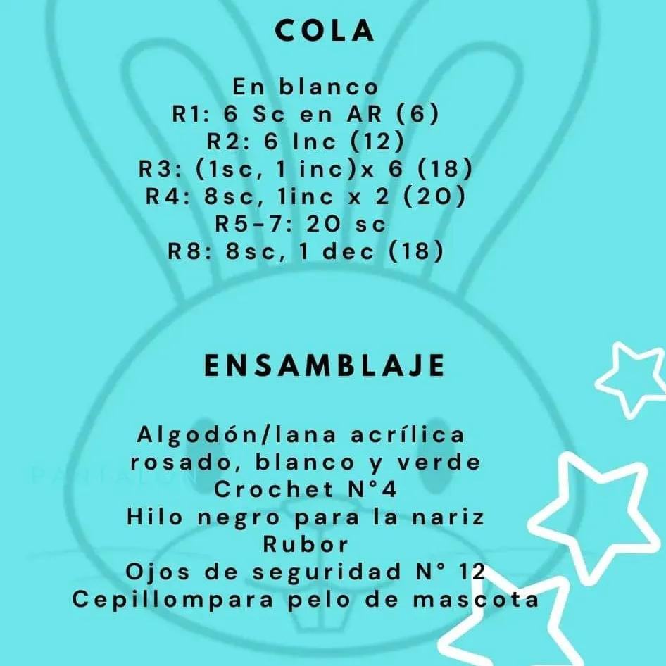 Patrón Amigurumi Conejito Blanco y Verde con Flores