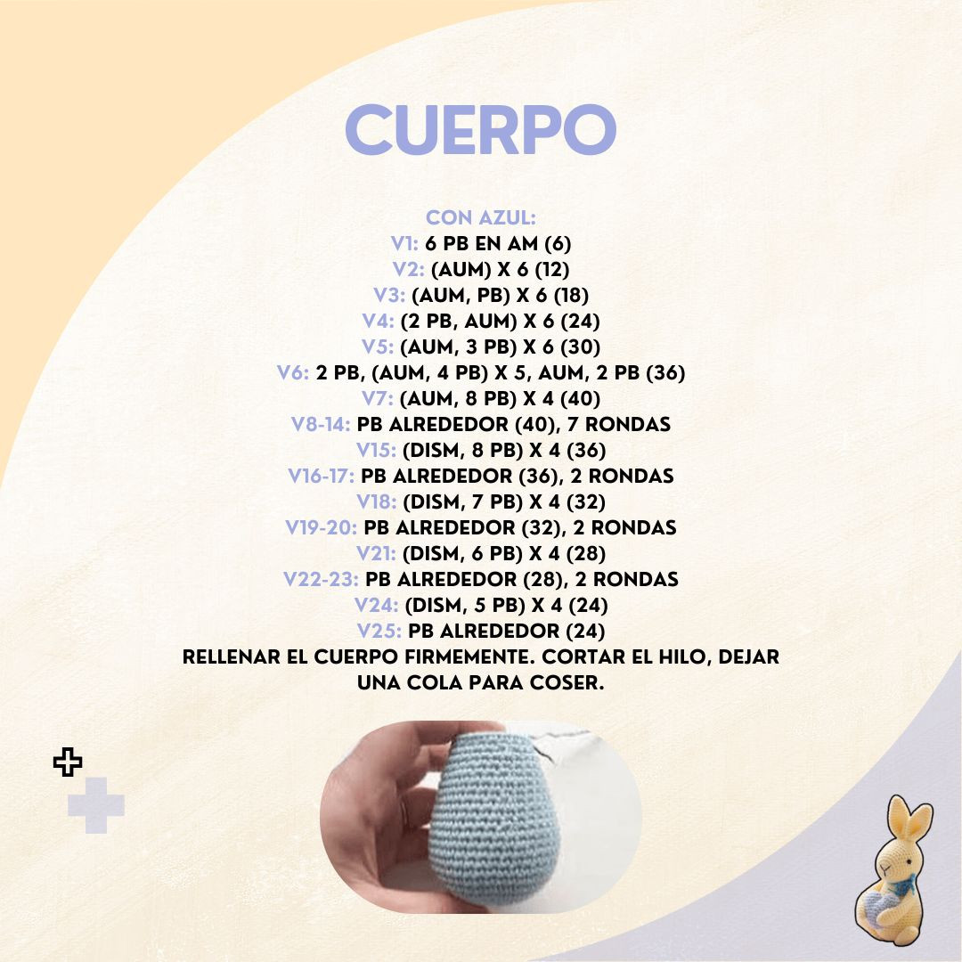 Patrón Amigurumi Conejito de Pascua Azul y Amarillo