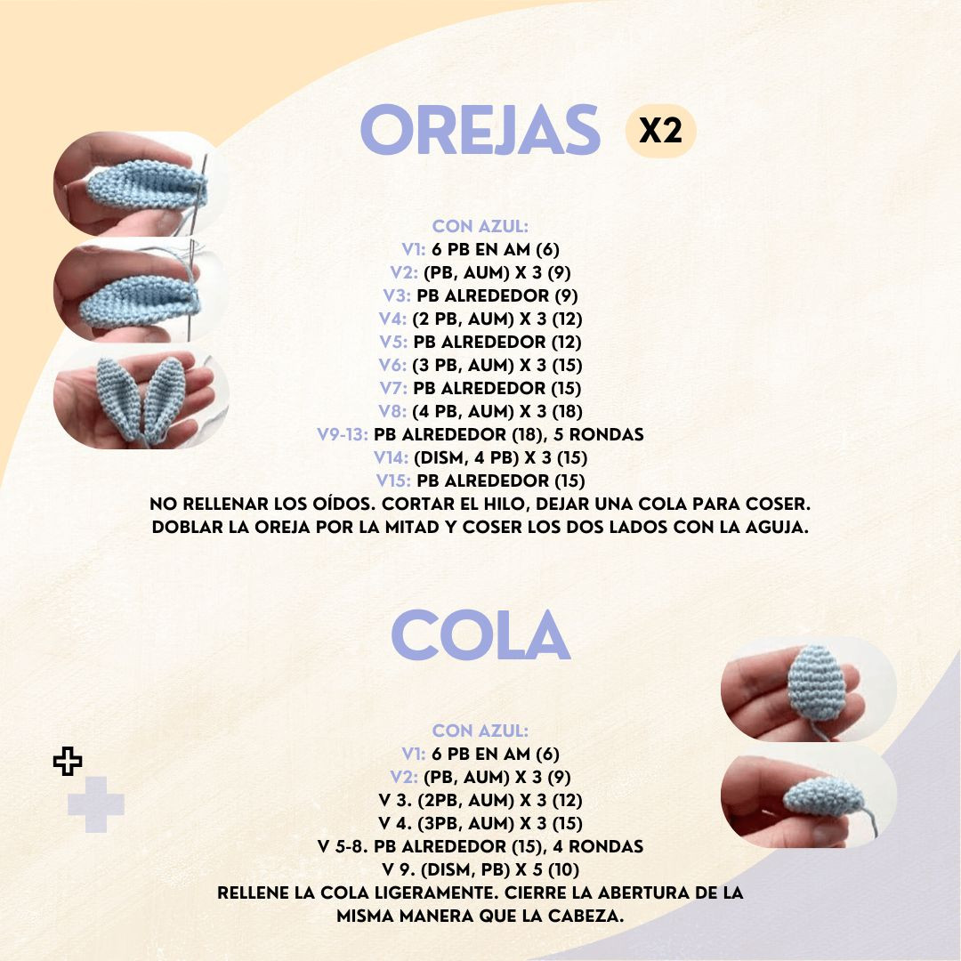 Patrón Amigurumi Conejito de Pascua Azul y Amarillo