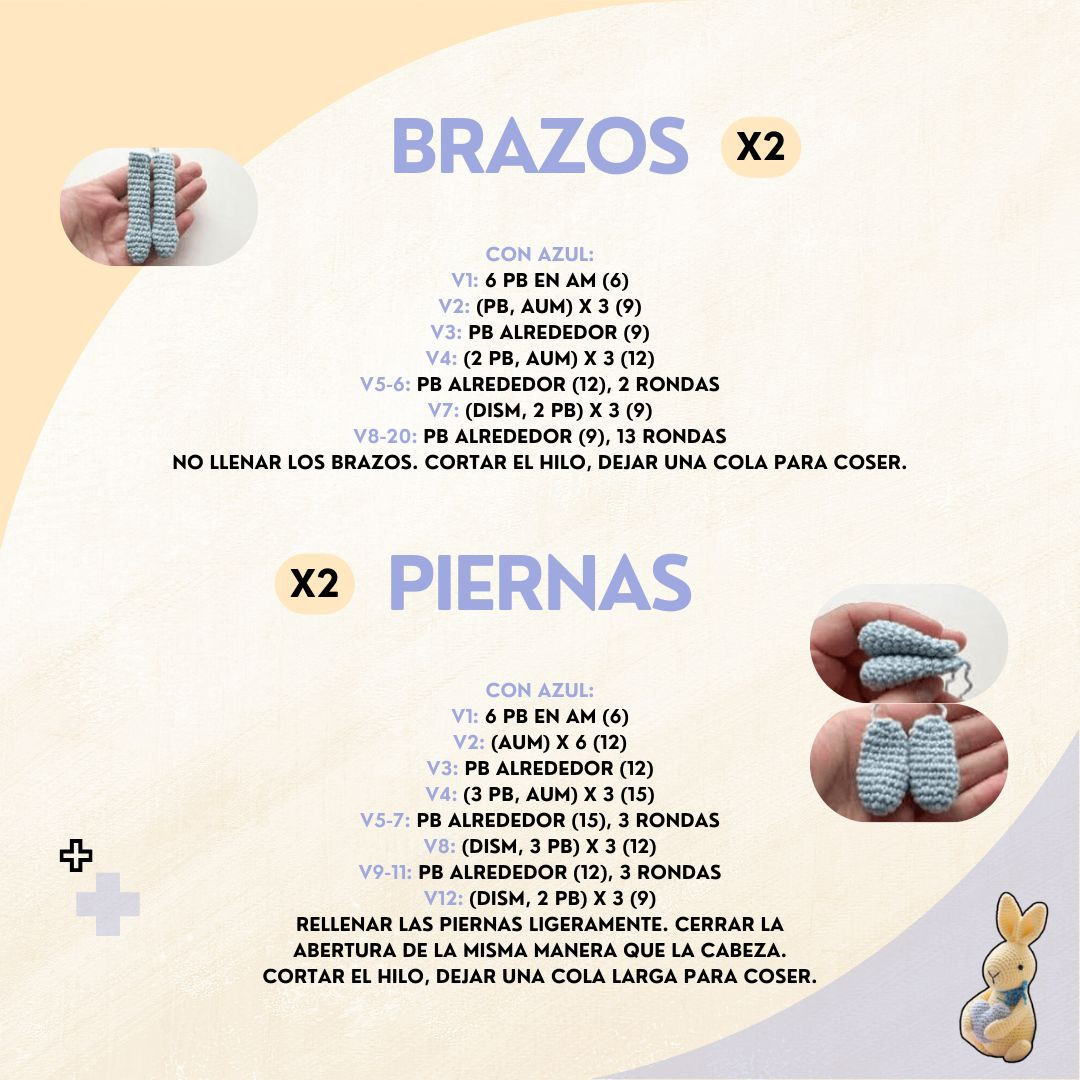 Patrón Amigurumi Conejito de Pascua Azul y Amarillo