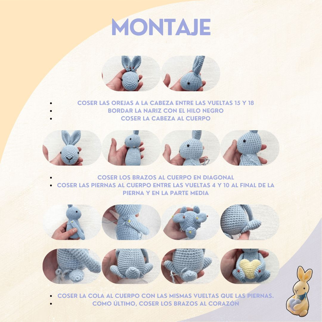 Patrón Amigurumi Conejito de Pascua Azul y Amarillo