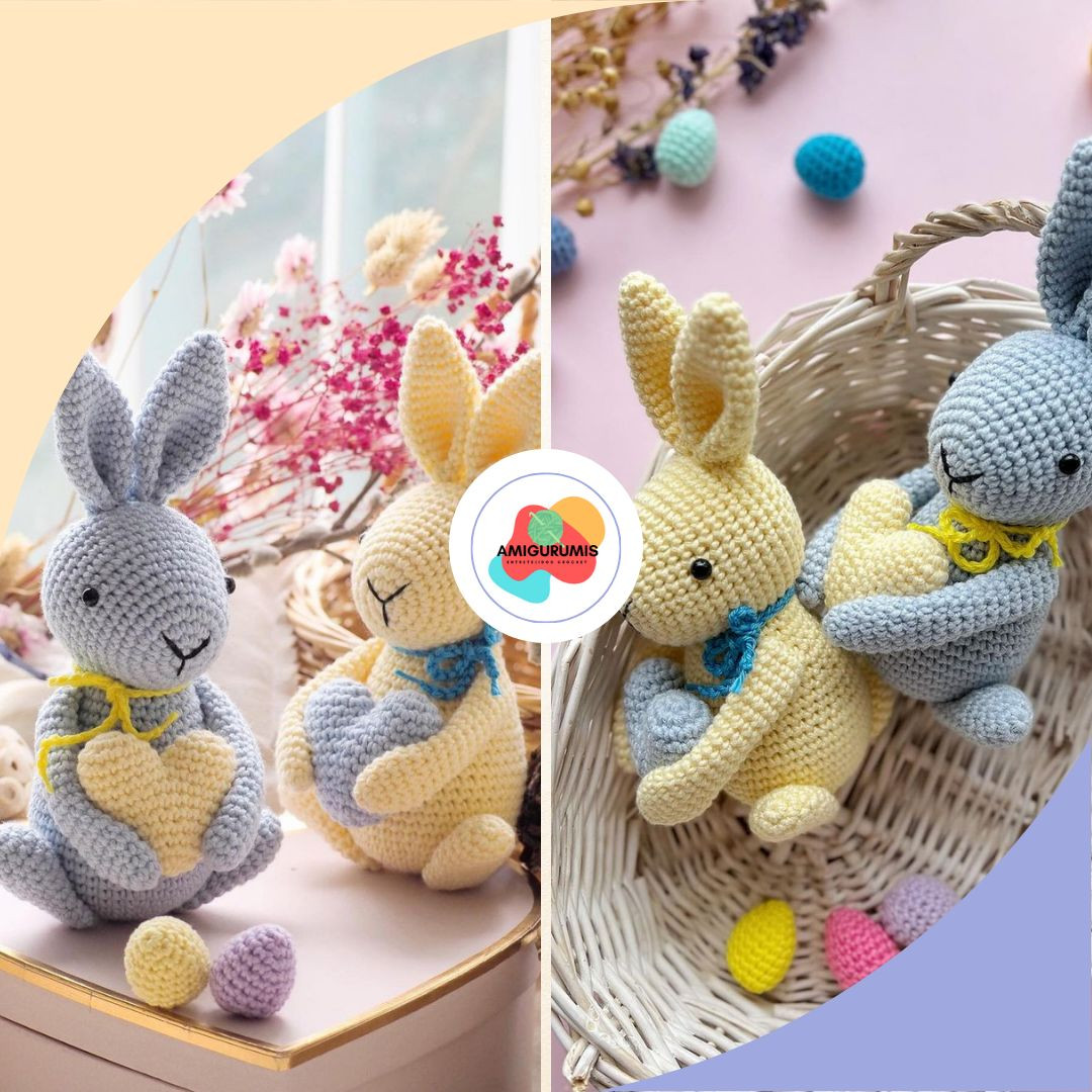 Patrón Amigurumi Conejito de Pascua Azul y Amarillo