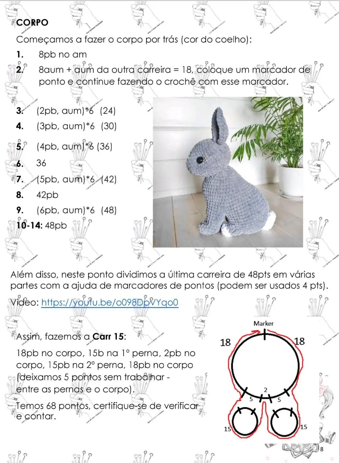 Patrón Amigurumi Conejito Tejido a Crochet con Fio Plush