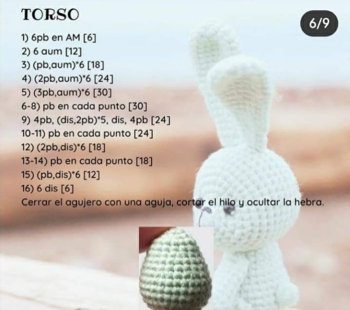 Patrón Amigurumi Conejito Verde: Cabeza y Orejas