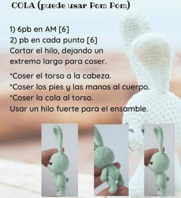 Patrón Amigurumi Conejito Verde: Cabeza y Orejas