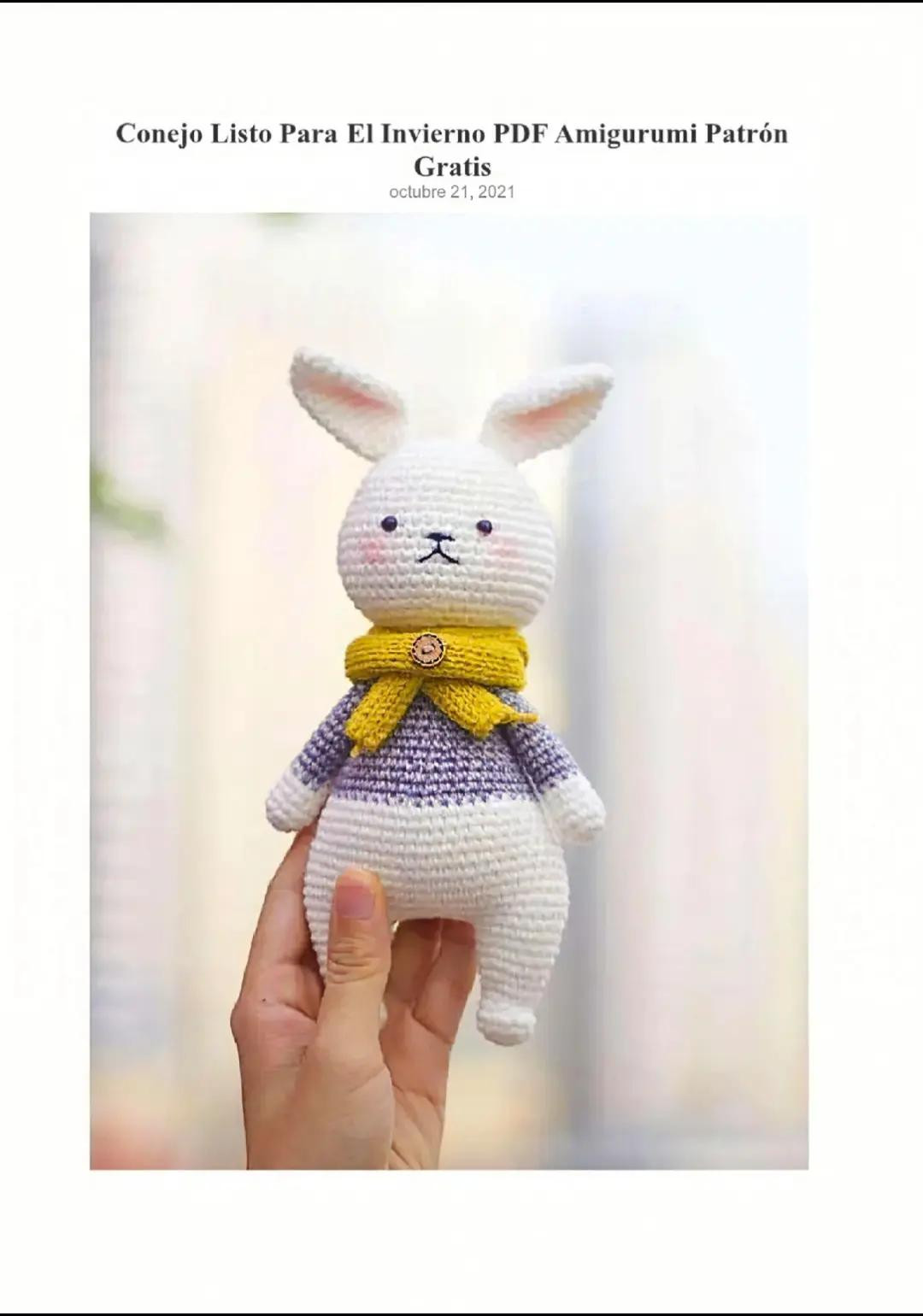 Patrón Amigurumi Conejo Listo Para El Invierno Gratis PDF