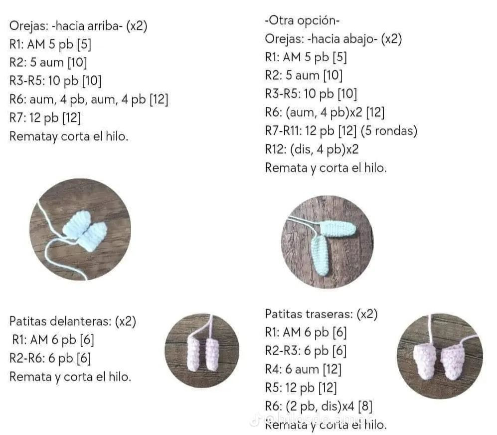 Patrón Amigurumi Conejo Llavero Tejido a Crochet