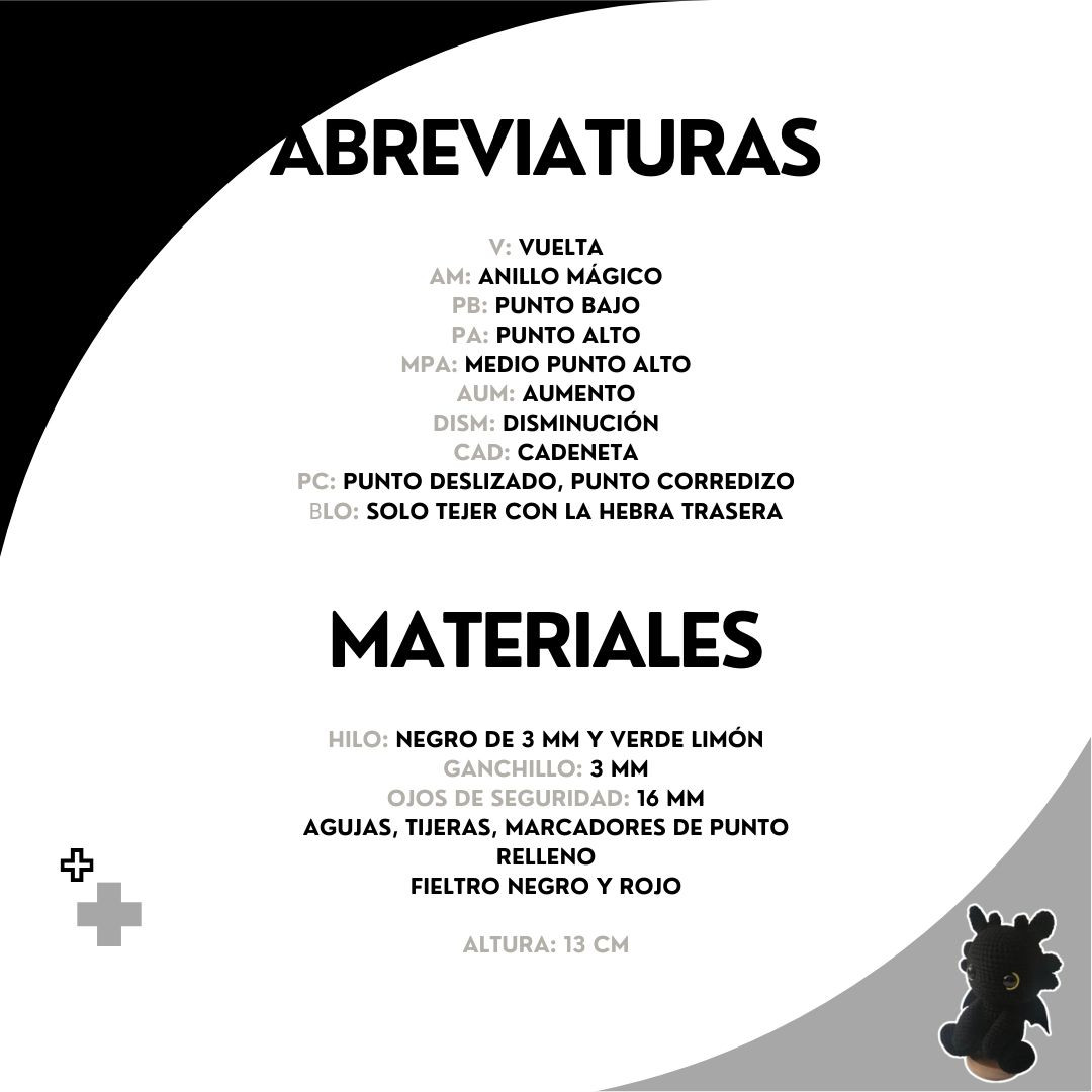 Patrón Amigurumi Dragón Negro Furia Nocturna Gratis