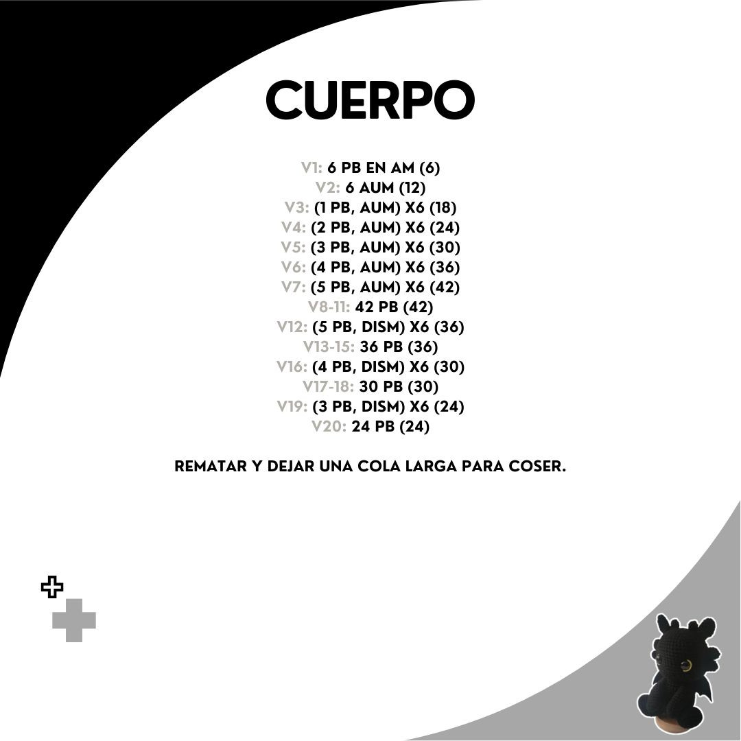 Patrón Amigurumi Dragón Negro Furia Nocturna Gratis