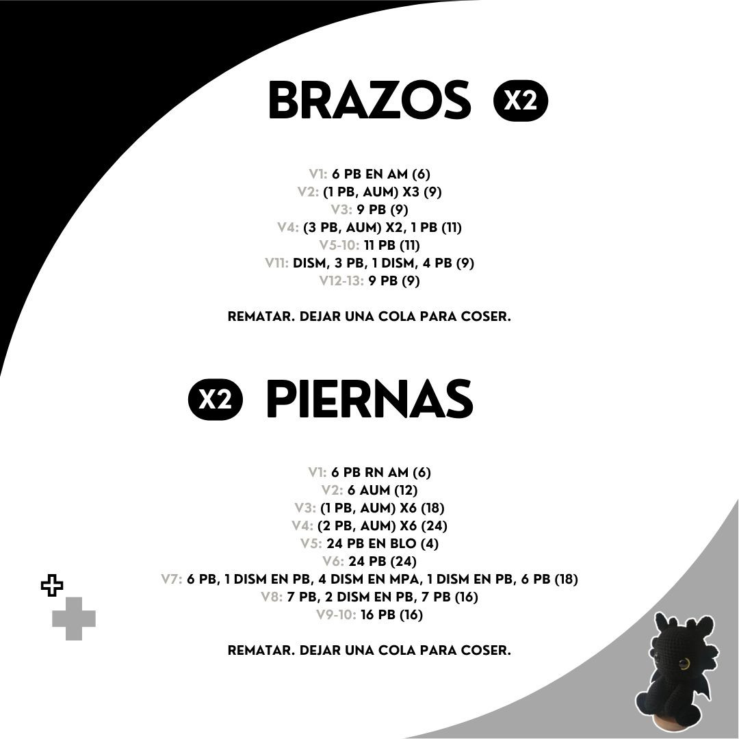 Patrón Amigurumi Dragón Negro Furia Nocturna Gratis