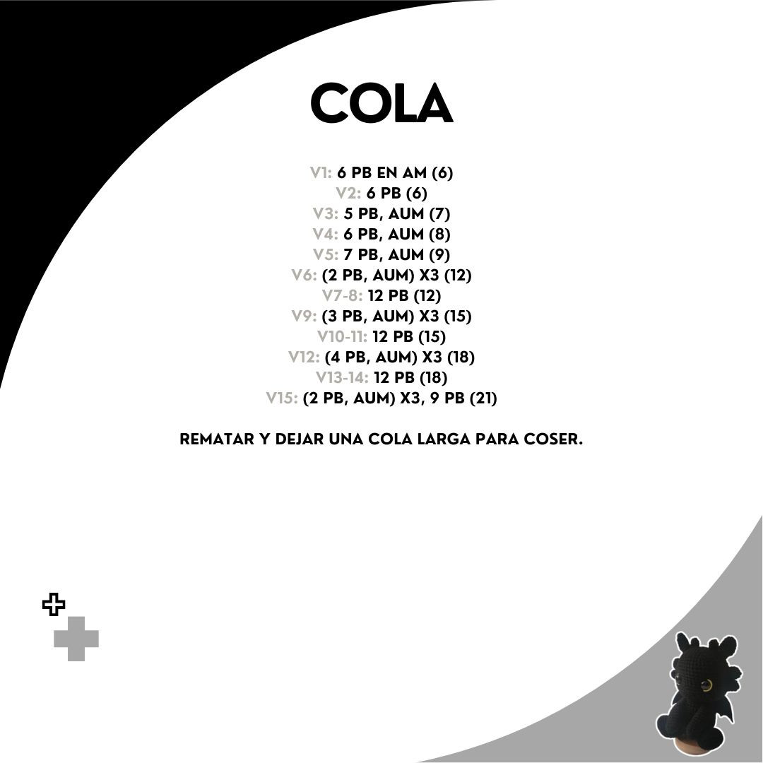 Patrón Amigurumi Dragón Negro Furia Nocturna Gratis