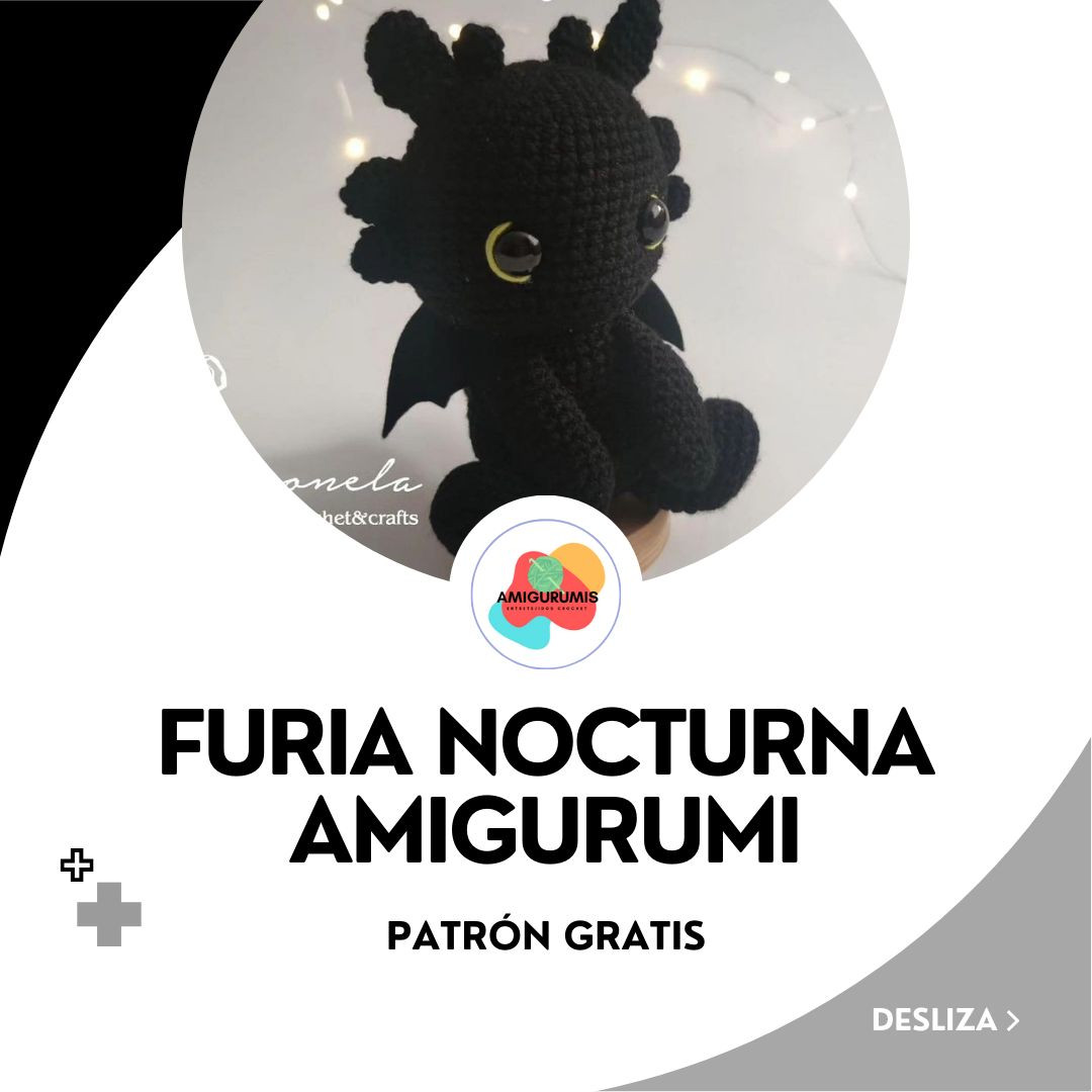 Patrón Amigurumi Dragón Negro Furia Nocturna Gratis