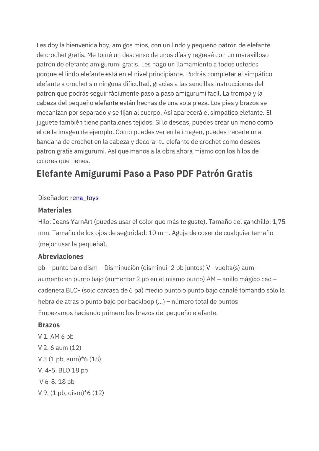 Patrón Amigurumi Elefante con Overol Rosa y Banda Tejida