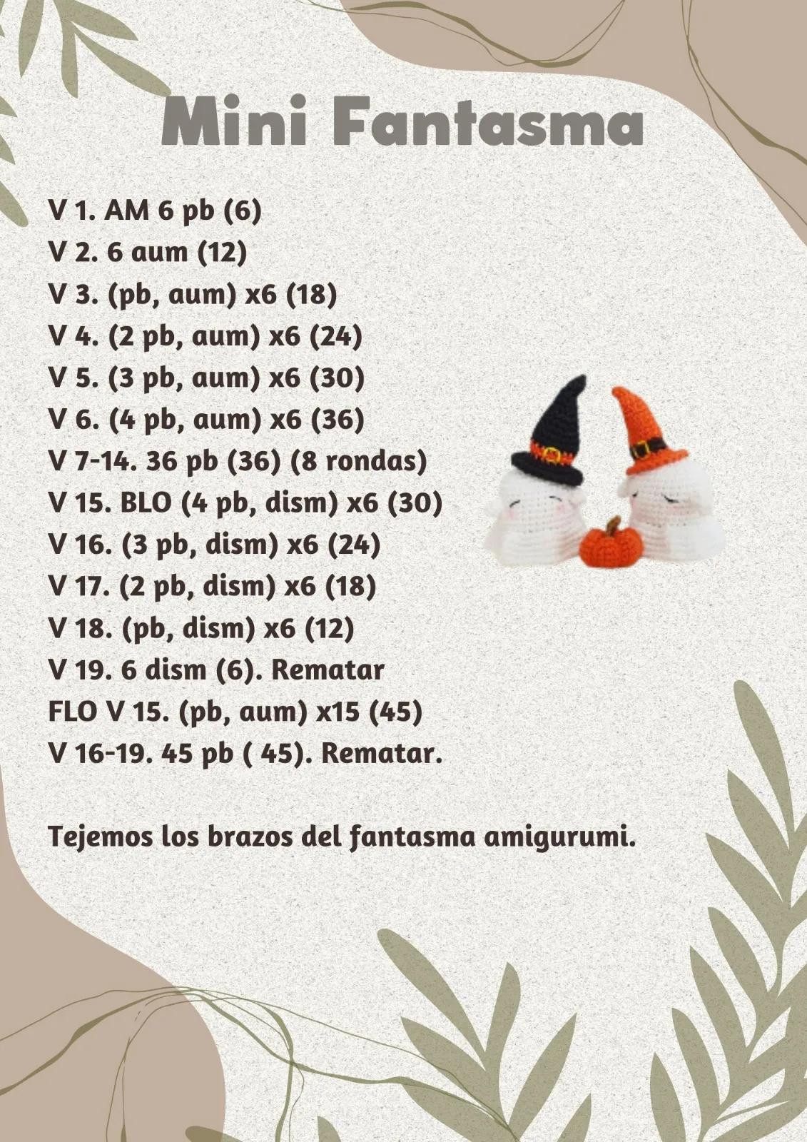 Patrón Amigurumi Fantasma con Sombrero de Bruja Halloween