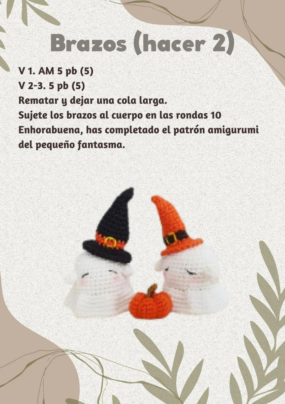 Patrón Amigurumi Fantasma con Sombrero de Bruja Halloween