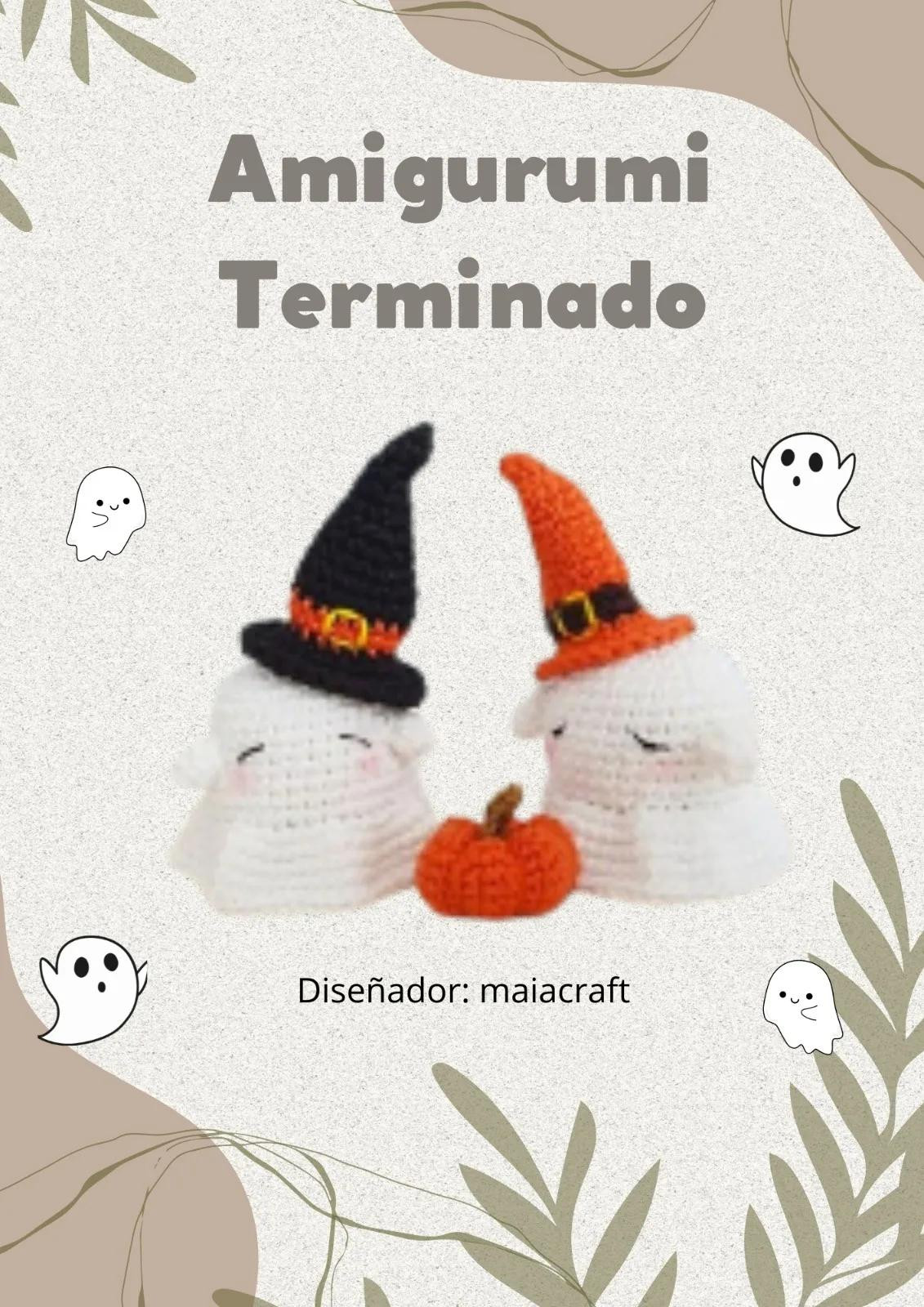 Patrón Amigurumi Fantasma con Sombrero de Bruja Halloween