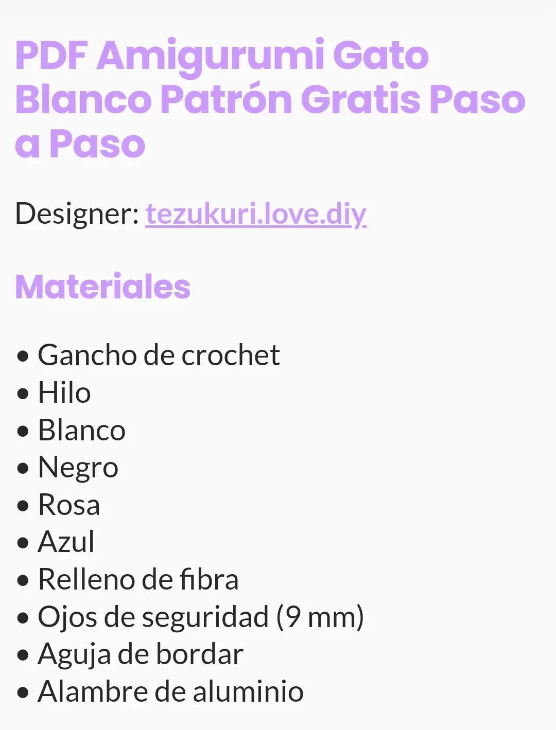 Patrón Amigurumi Gato Blanco Paso a Paso PDF Gratis