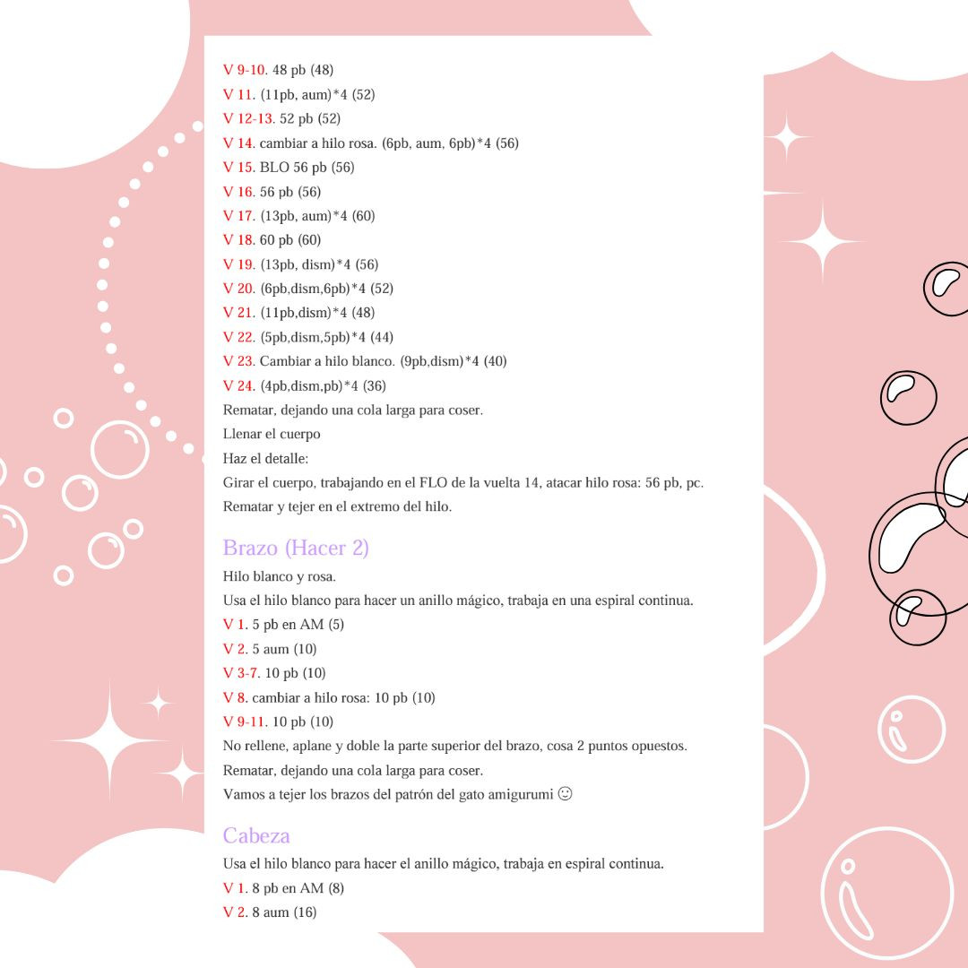 Patrón Amigurumi Gato Lindo Paso a Paso