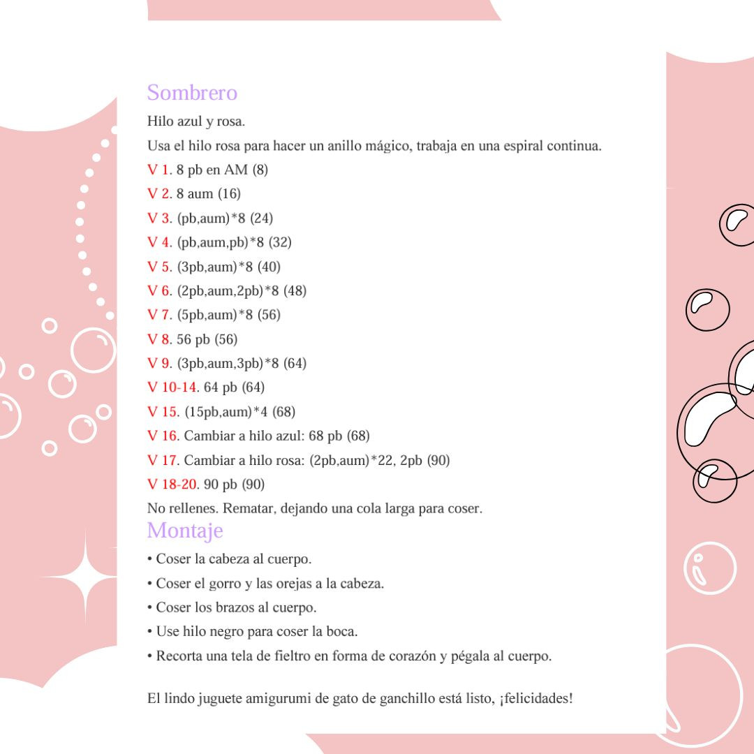 Patrón Amigurumi Gato Lindo Paso a Paso