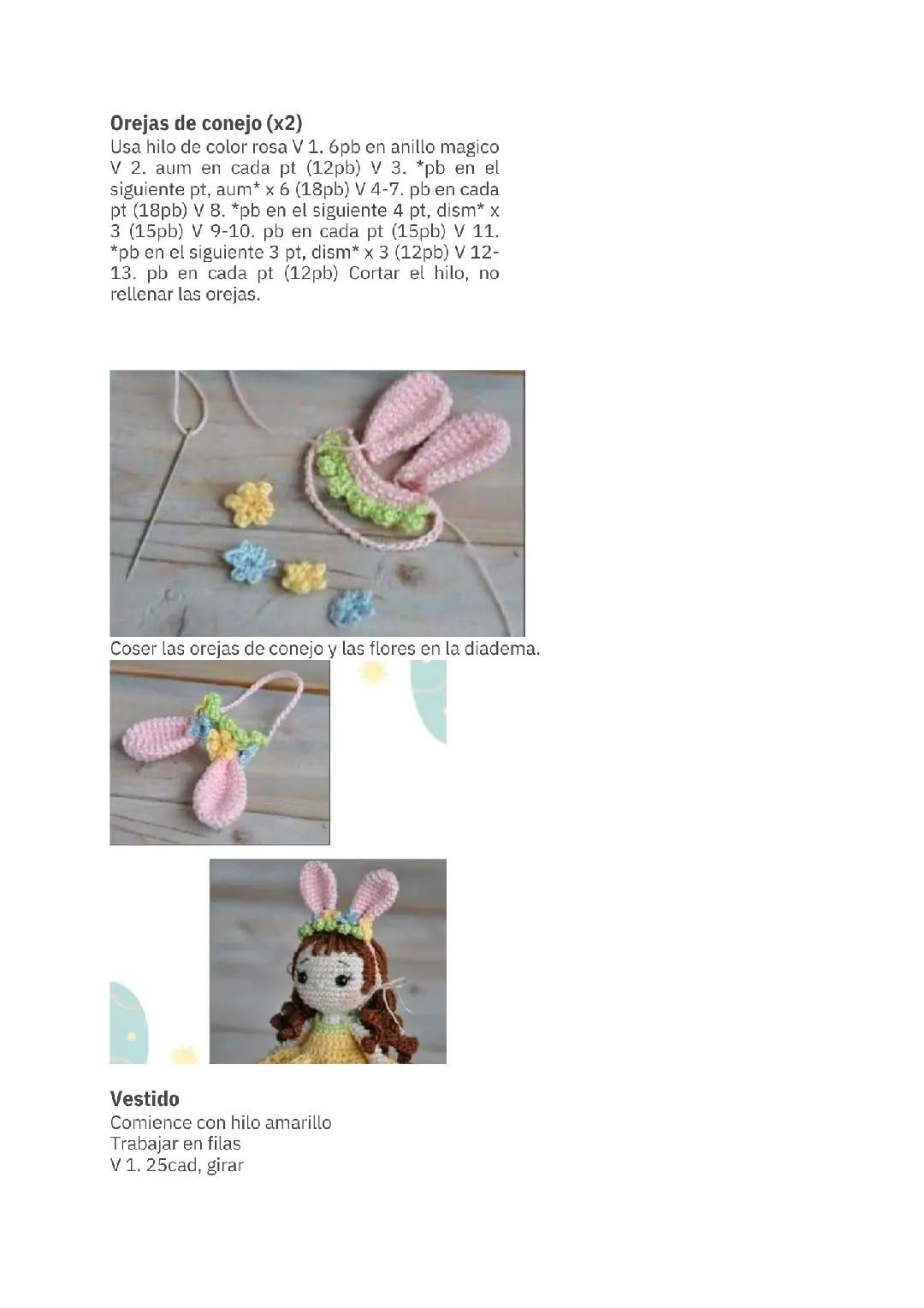 Patrón Amigurumi Gratis Muñeca Pascua Conejo Vestido Amarillo PDF