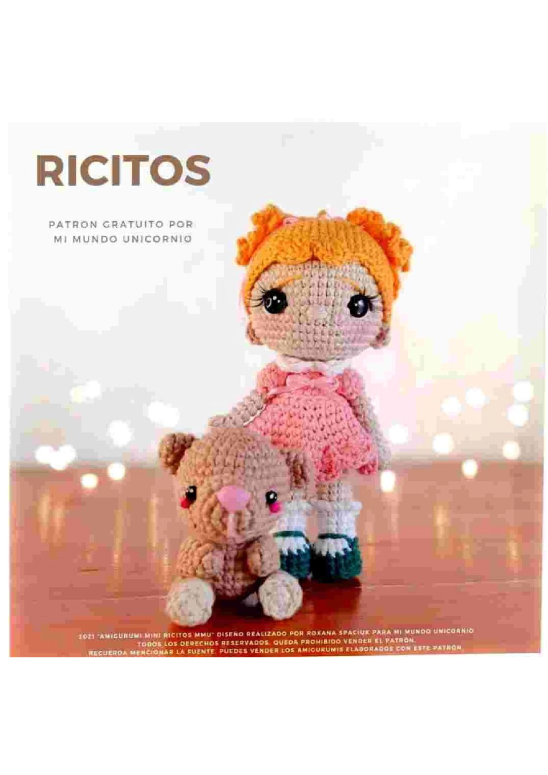 Patrón Amigurumi Gratis: Muñeca Ricitos y Oso