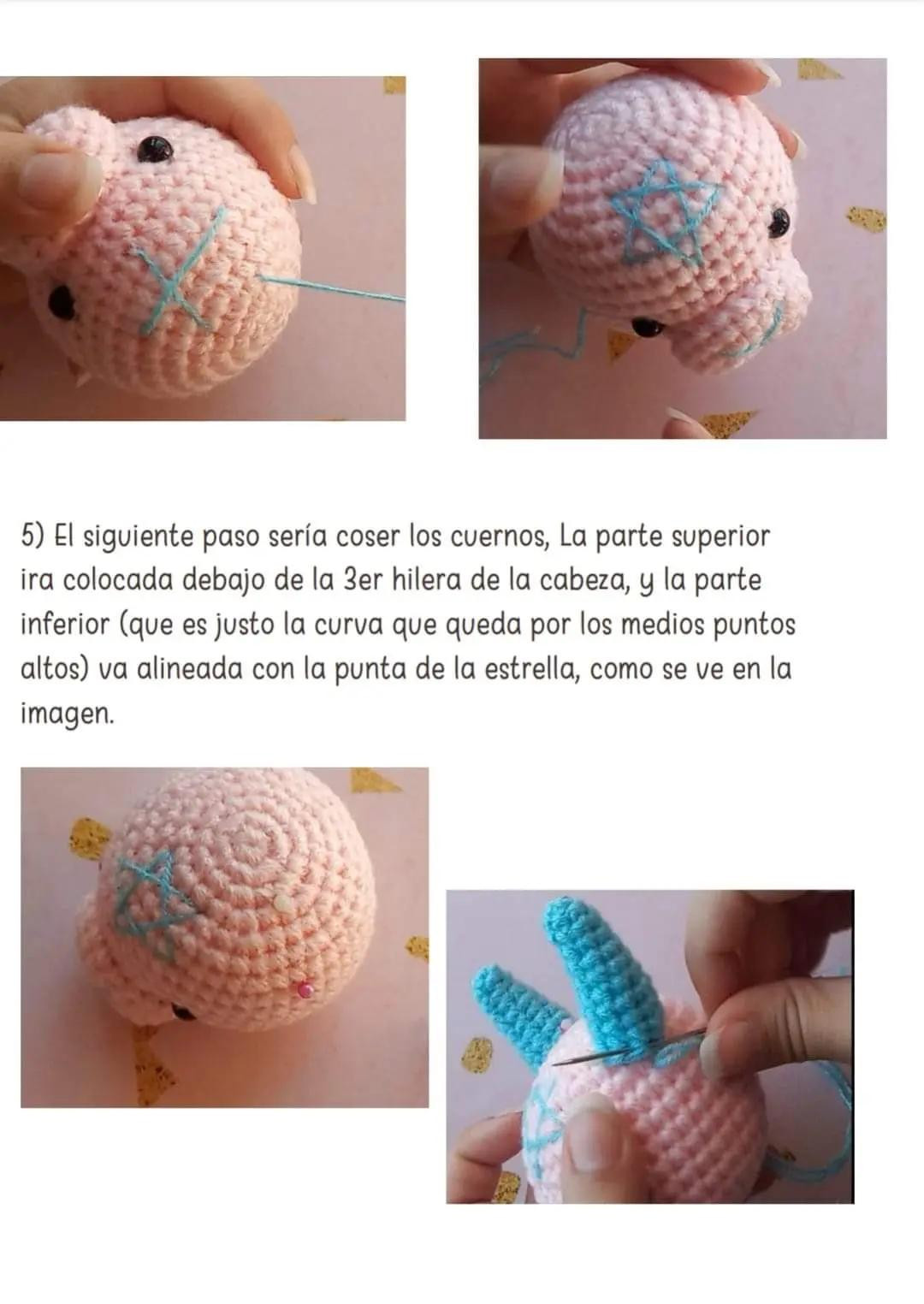 Patrón amigurumi gratuito Baby Baphomet: búp bê quỷ dễ thương với sừng và ngôi sao, hướng dẫn chi tiết bằng tiếng Tây Ban Nha