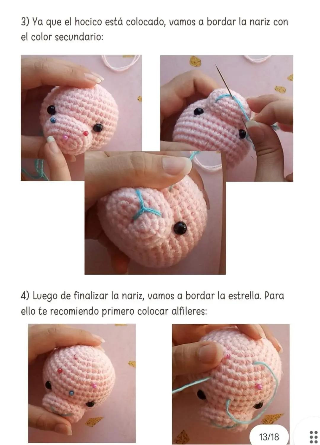 Patrón amigurumi gratuito Baby Baphomet: búp bê quỷ dễ thương với sừng và ngôi sao, hướng dẫn chi tiết bằng tiếng Tây Ban Nha