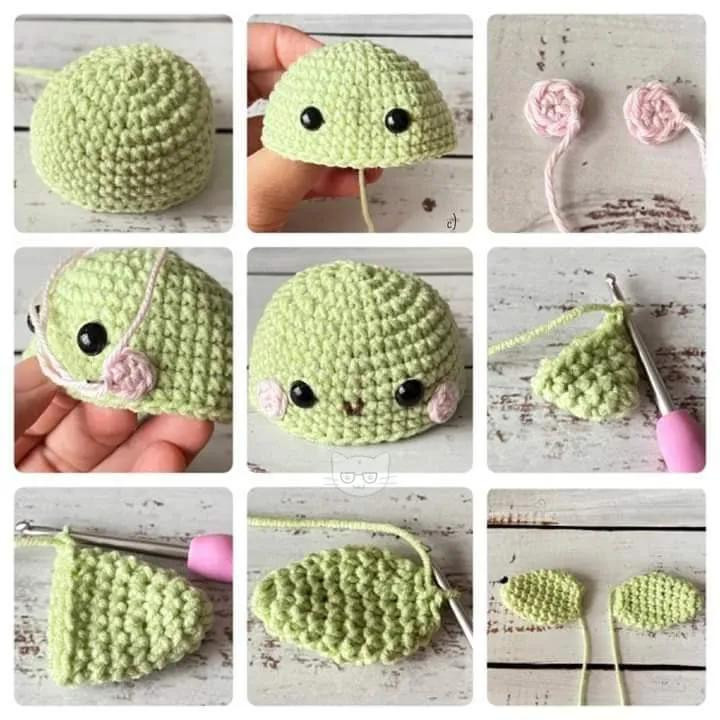 Patrón amigurumi Helado Baby Yoda - Tutorial crochet paso a paso