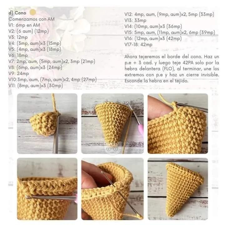 Patrón amigurumi Helado Baby Yoda - Tutorial crochet paso a paso