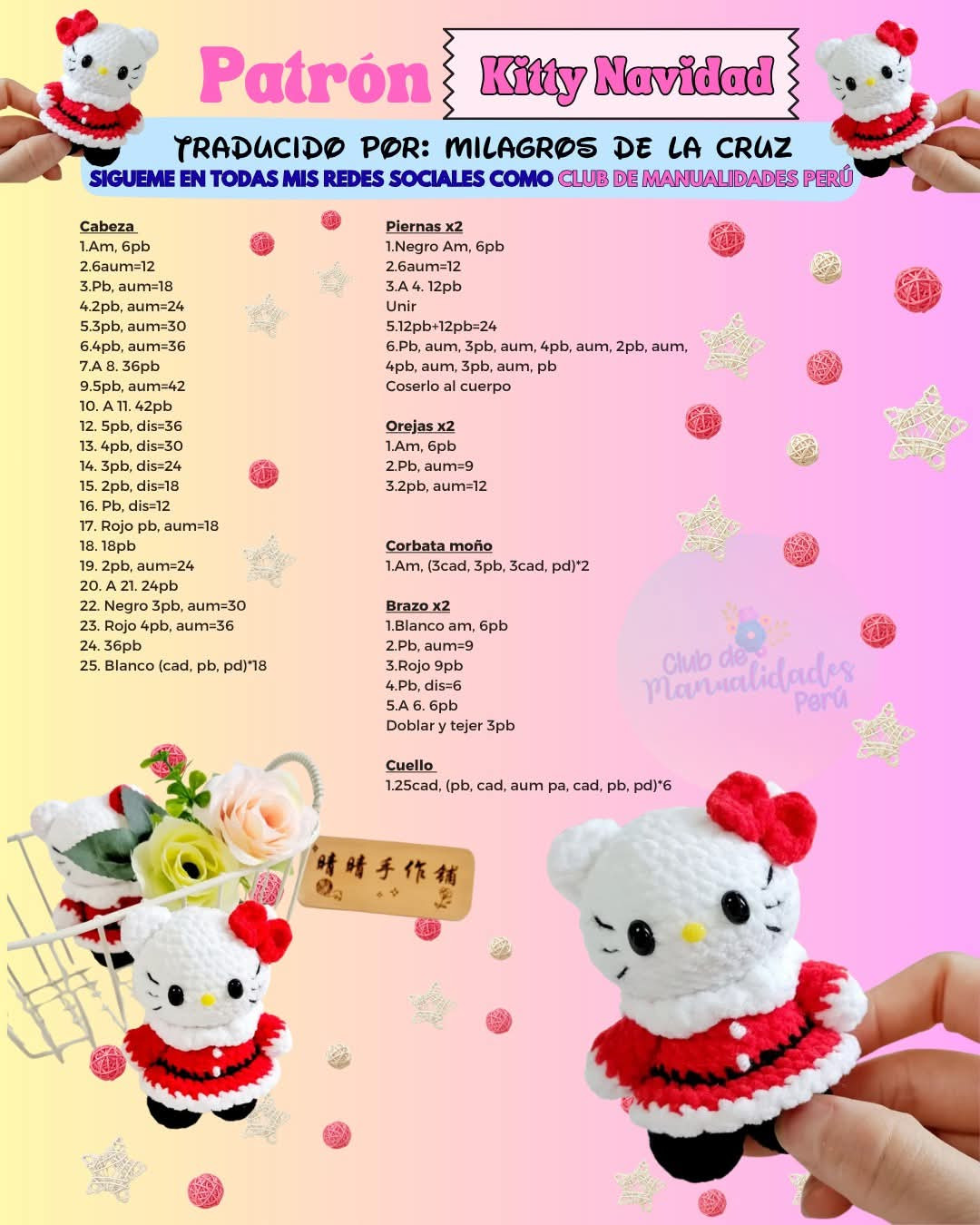 Patrón Amigurumi Hello Kitty Navidad