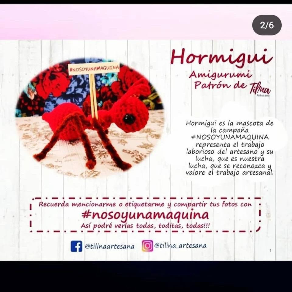 Patrón Amigurumi Hormigui Rojo Gratuito por Tilina Artesana
