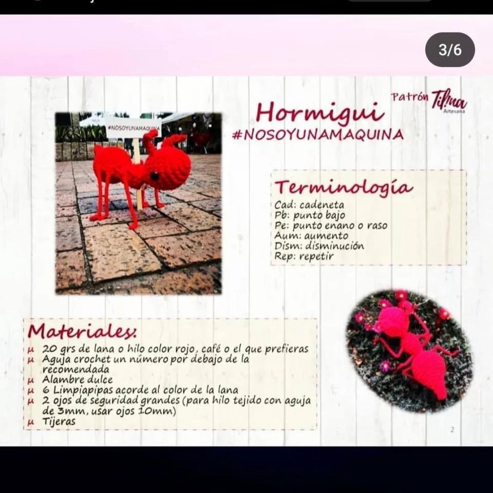 Patrón Amigurumi Hormigui Rojo Gratuito por Tilina Artesana
