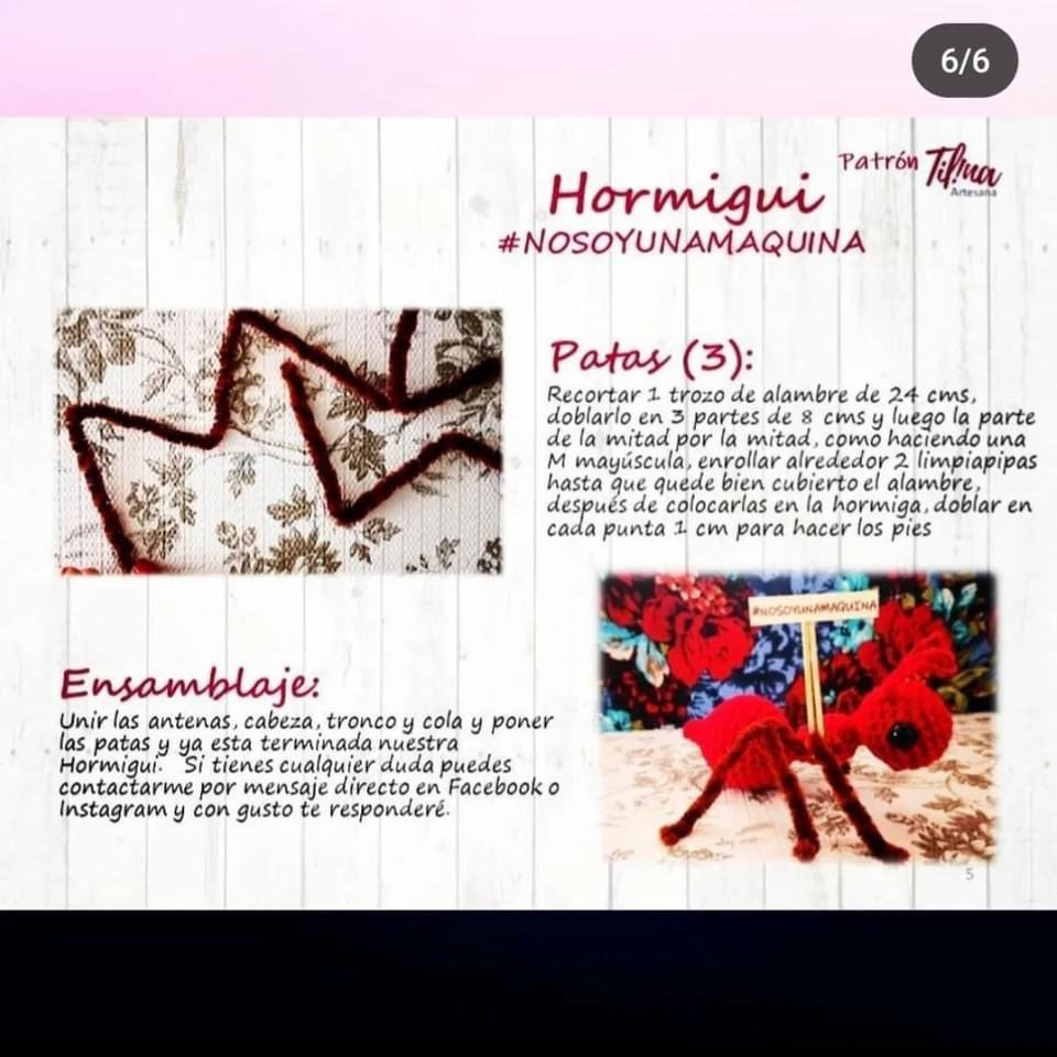 Patrón Amigurumi Hormigui Rojo Gratuito por Tilina Artesana
