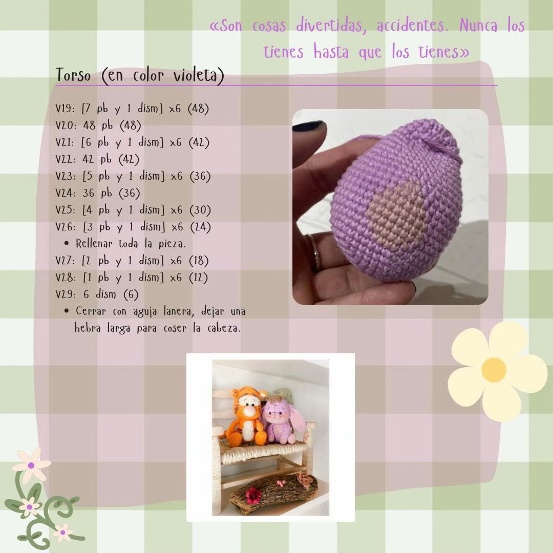 Patrón Amigurumi Igor: Conejo Violeta y Rosa