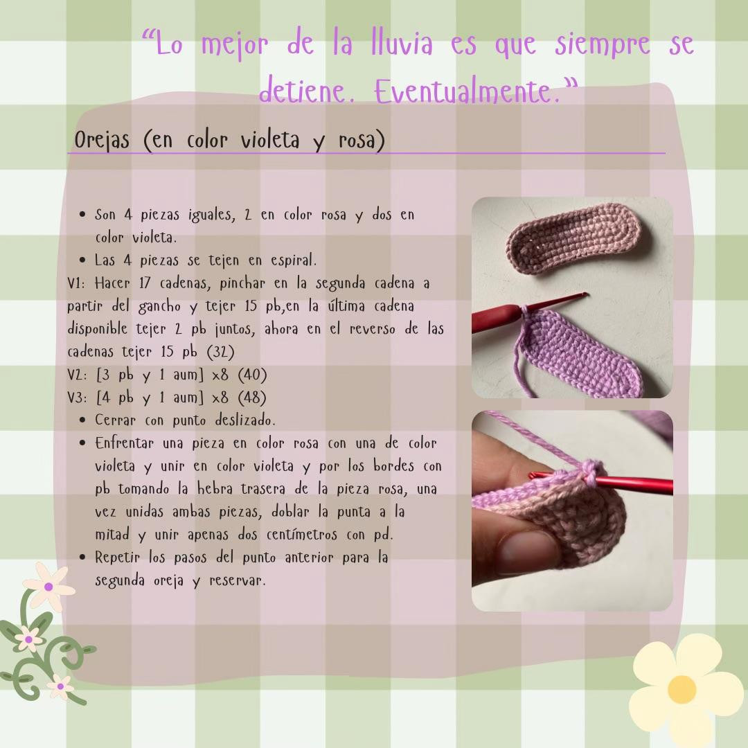 Patrón Amigurumi Igor: Conejo Violeta y Rosa