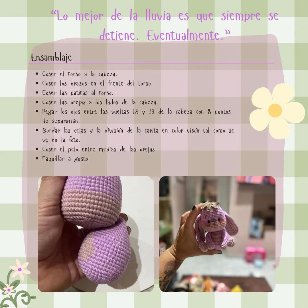 Patrón Amigurumi Igor: Conejo Violeta y Rosa