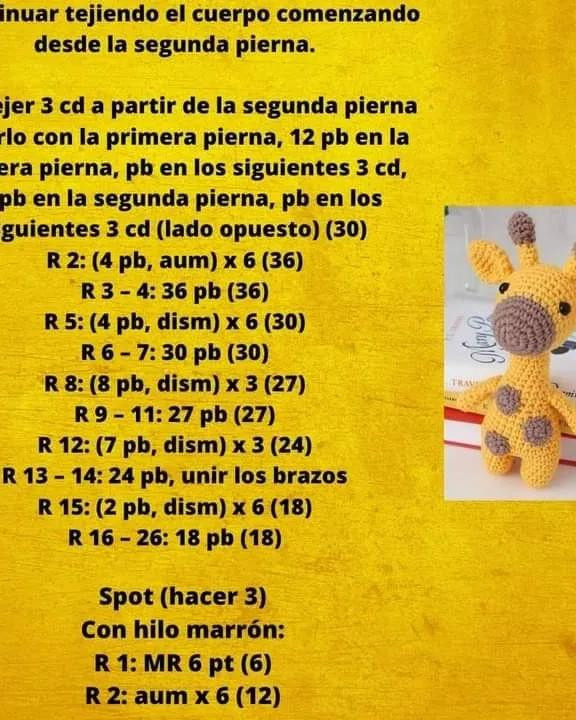 Patrón Amigurumi Jirafa Amarilla y Marrón: Guía Paso a Paso para Cuernos, Orejas, Cabeza y Cuerpo