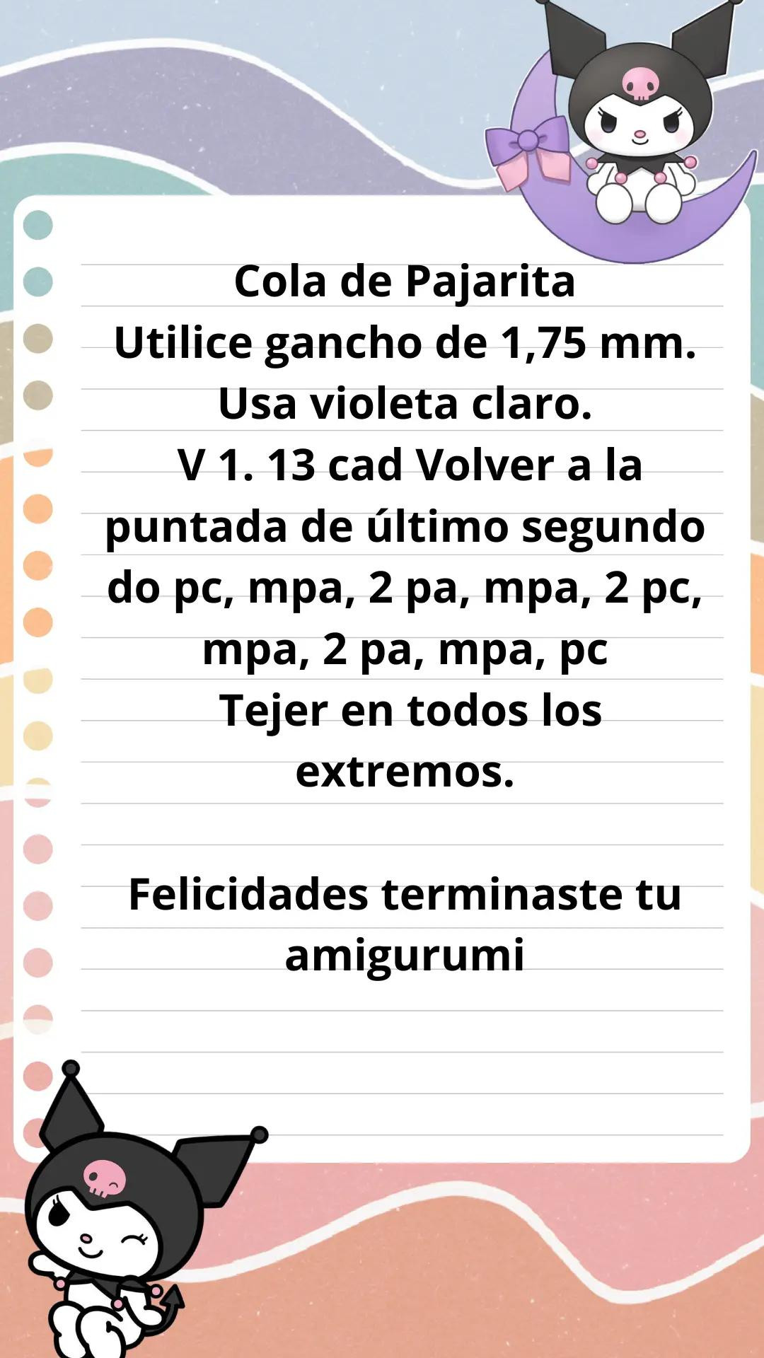 Patrón Amigurumi Kuromi: Guía de Tejido con Hilo Negro y Rosa