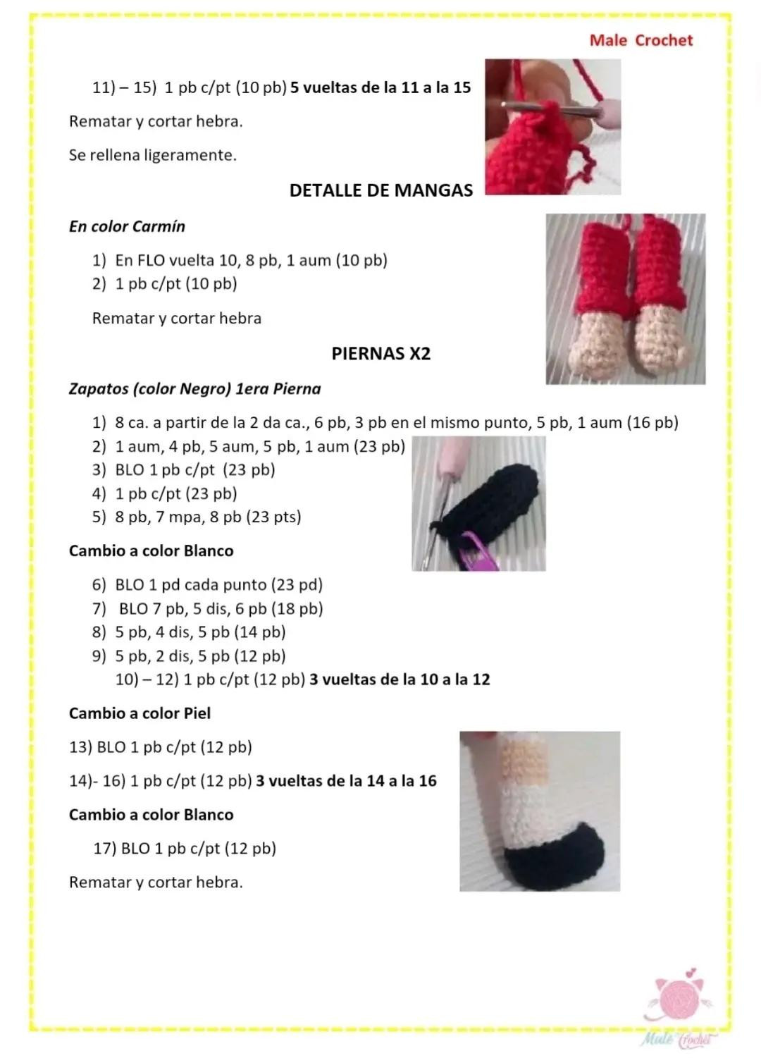 Patrón Amigurumi La Chilindrina con gafas y paleta de colores verde rojo