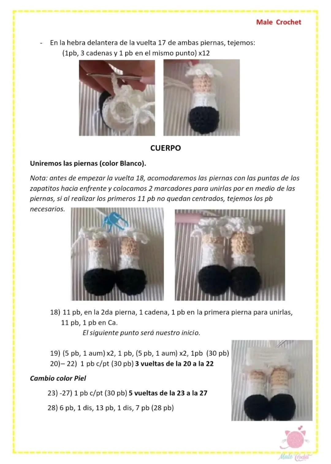 Patrón Amigurumi La Chilindrina con gafas y paleta de colores verde rojo