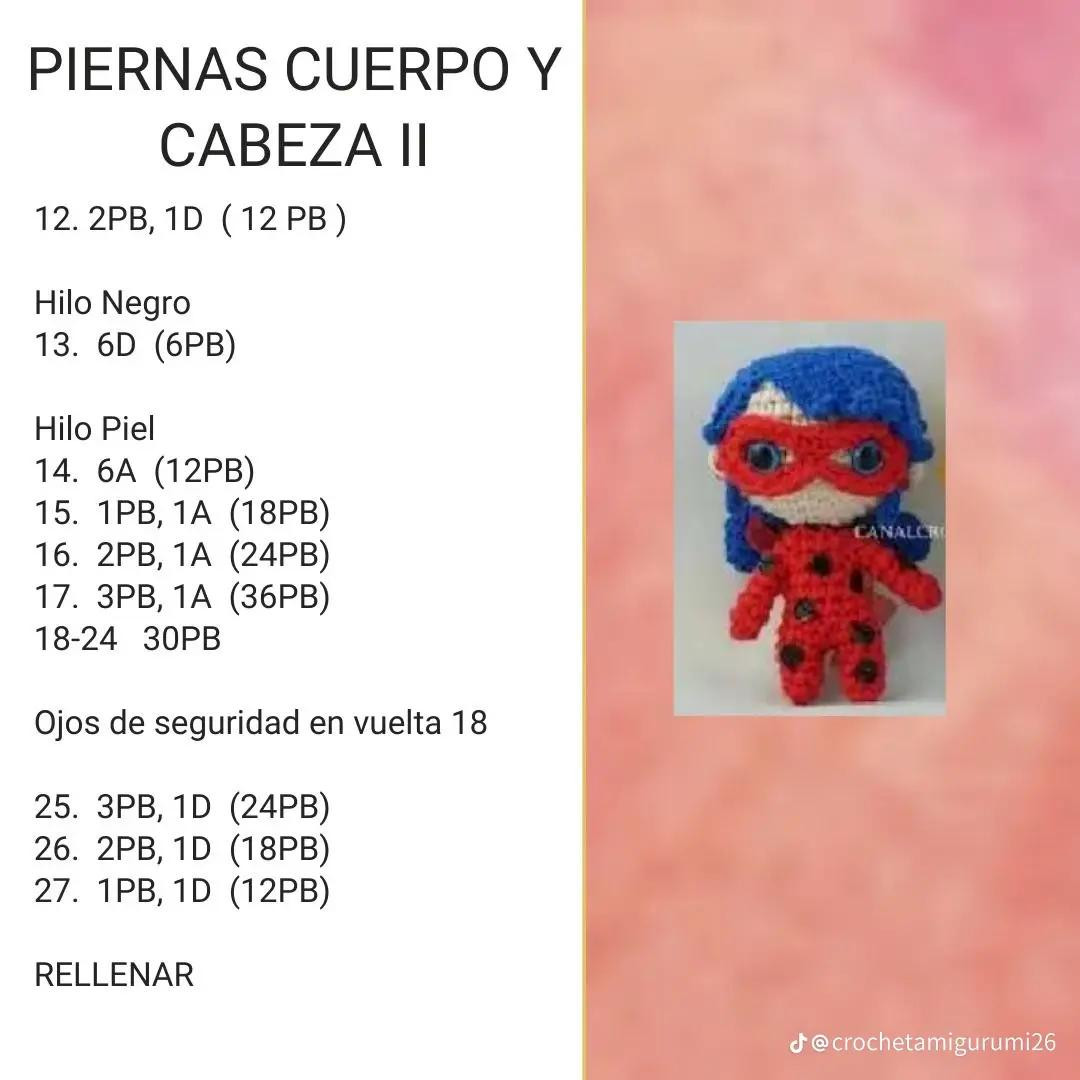 Patrón Amigurumi Ladybug Miraculous Paso a Paso