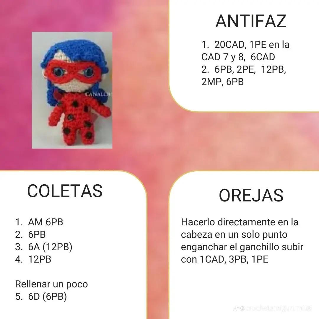 Patrón Amigurumi Ladybug Miraculous Paso a Paso