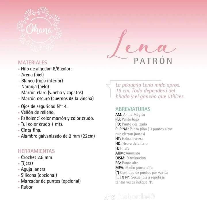 Patrón Amigurumi Lena: Búp bê hươu cao cổ