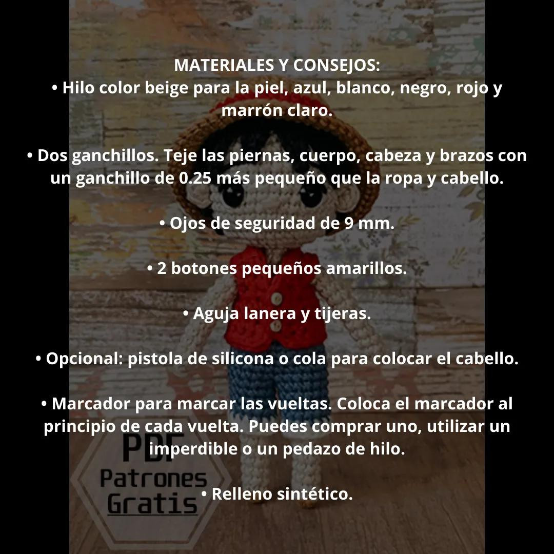 Patrón Amigurumi Luffy One Piece: Guía Paso a Paso y Materiales