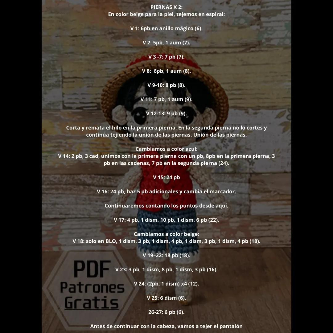 Patrón Amigurumi Luffy One Piece: Guía Paso a Paso y Materiales